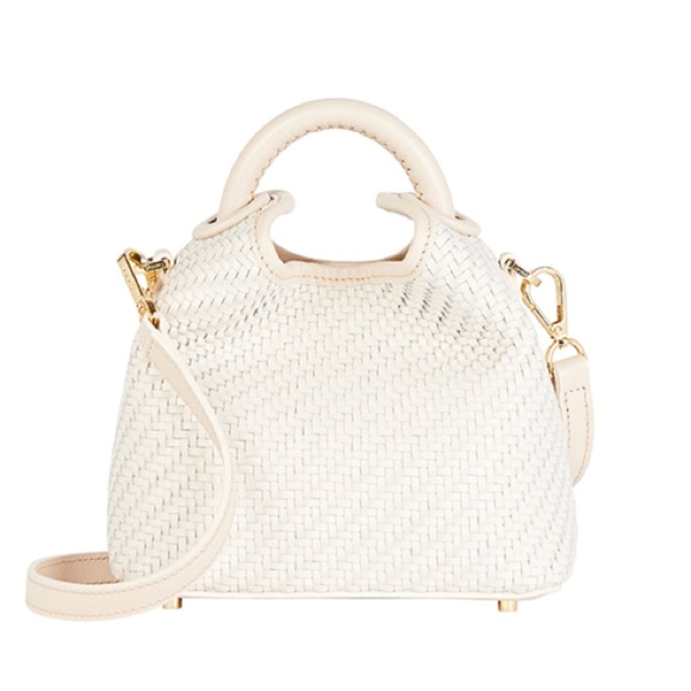 Elleme Woven Cream Shoulder Bag with Top Handle